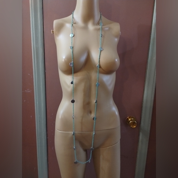 Long women's blue necklace - Picture 2 of 2